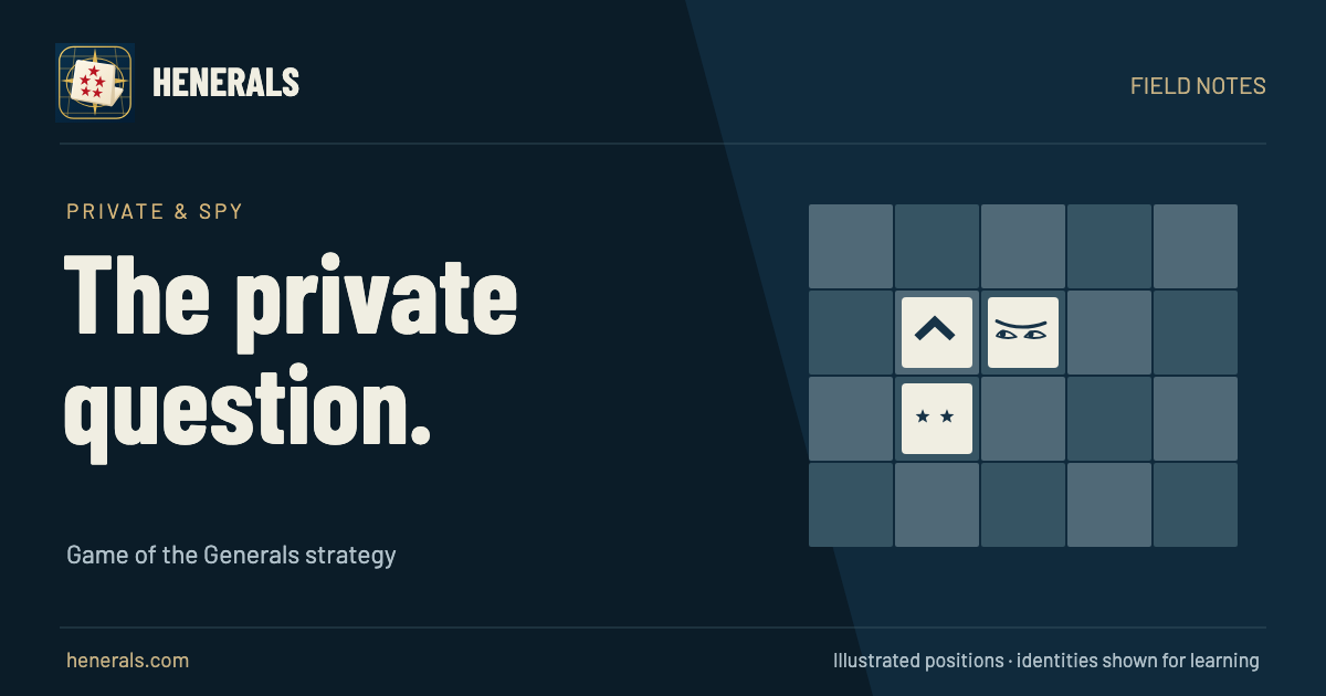 Illustrated private, spy and general beside the title The private question.